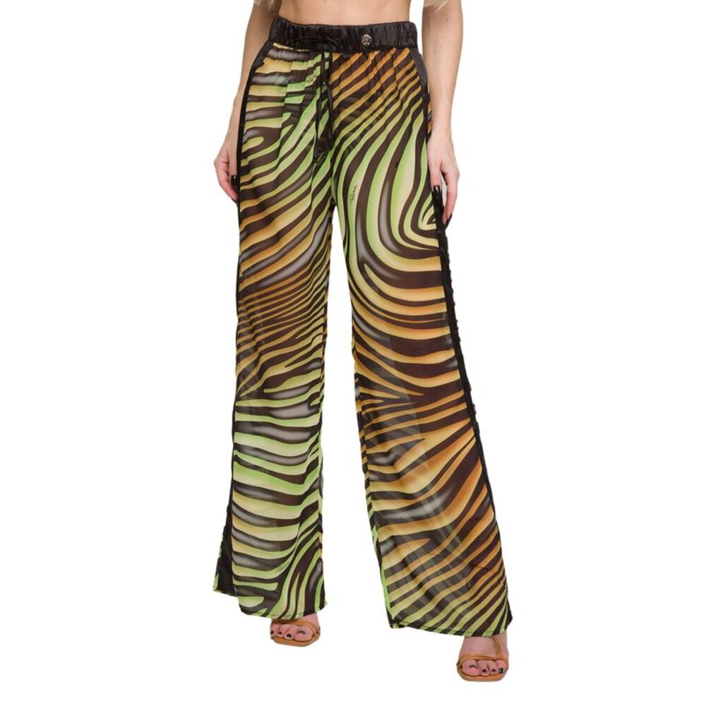 Roberto Cavalli Tiger Printed Chiffon Palazzo Pants- - Picture 4 of 5